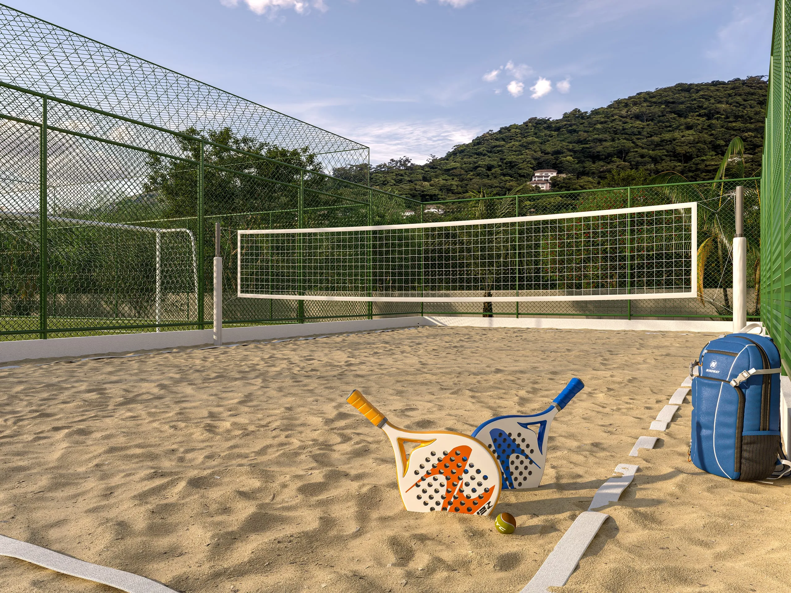 Quadra de beach tennis do condomínio